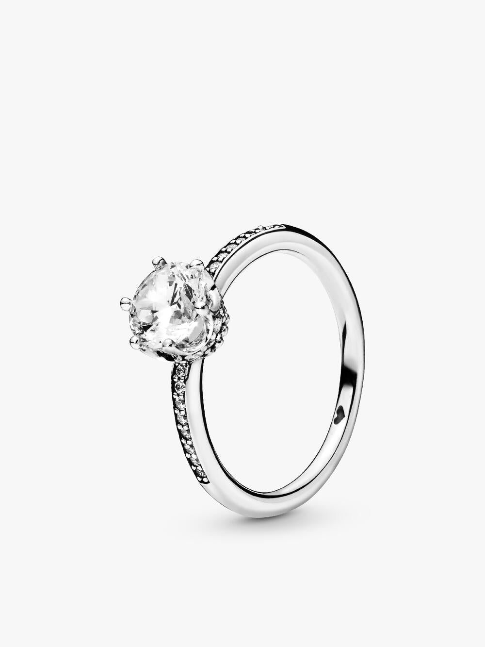 Clear Sparkling Crown Solitaire Ring