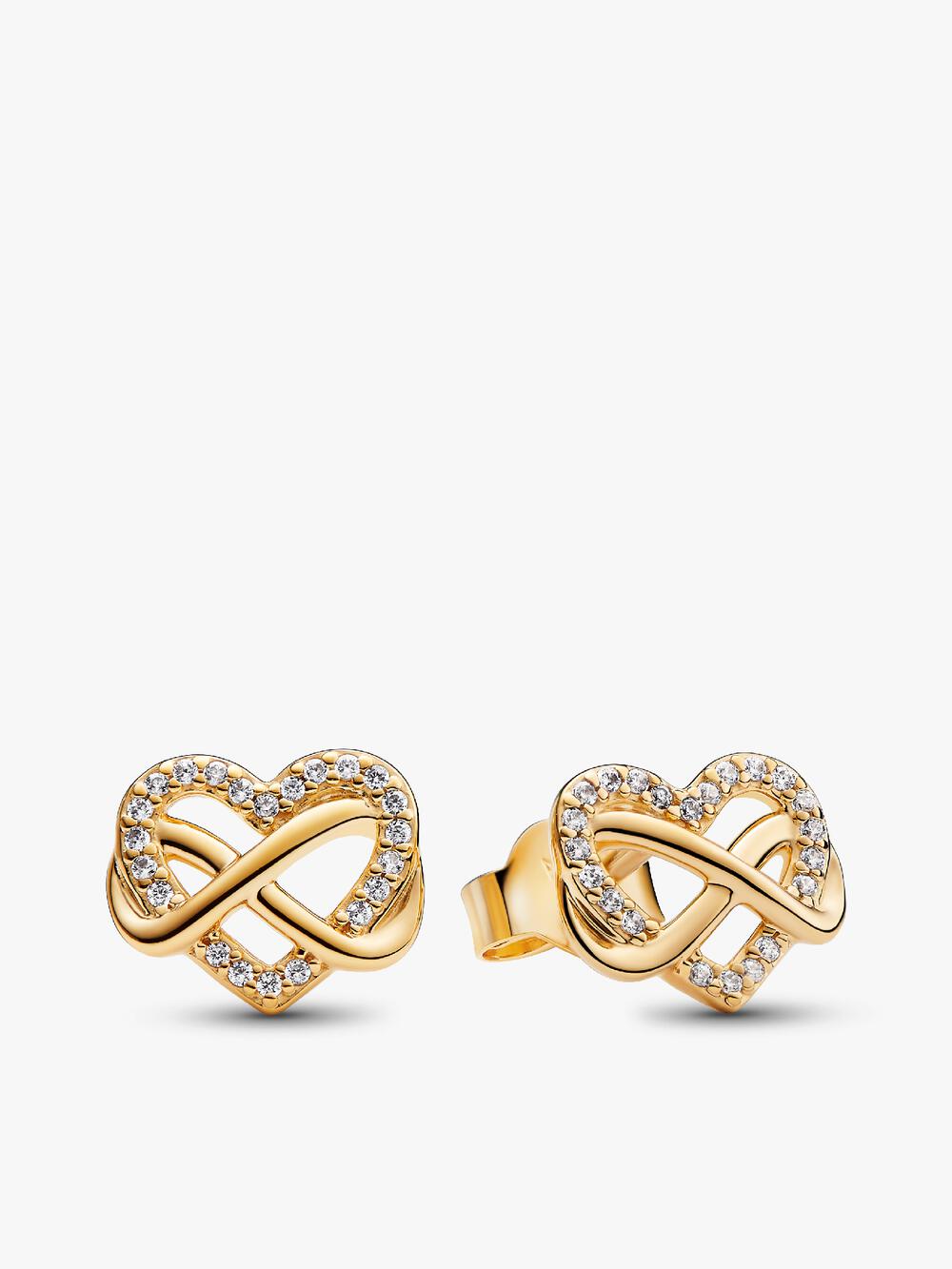 Sparkling Infinity Heart Stud Earrings