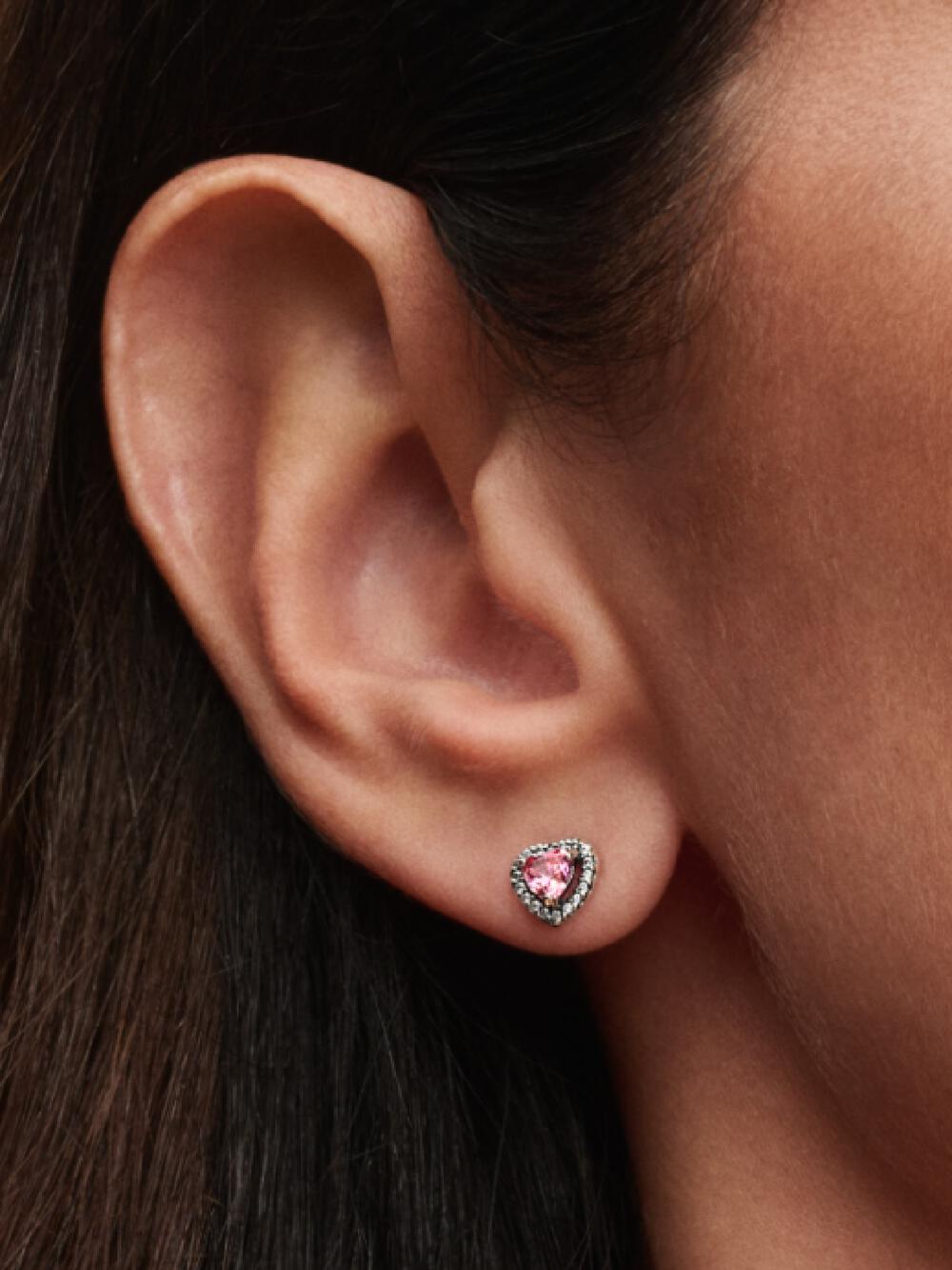 Elevated Pink Heart Stud Earrings