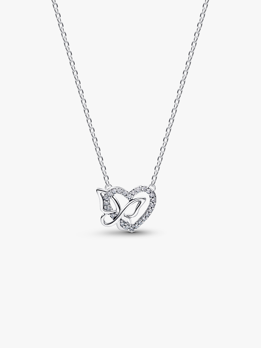 Entwined Heart & Butterfly Pendant Necklace